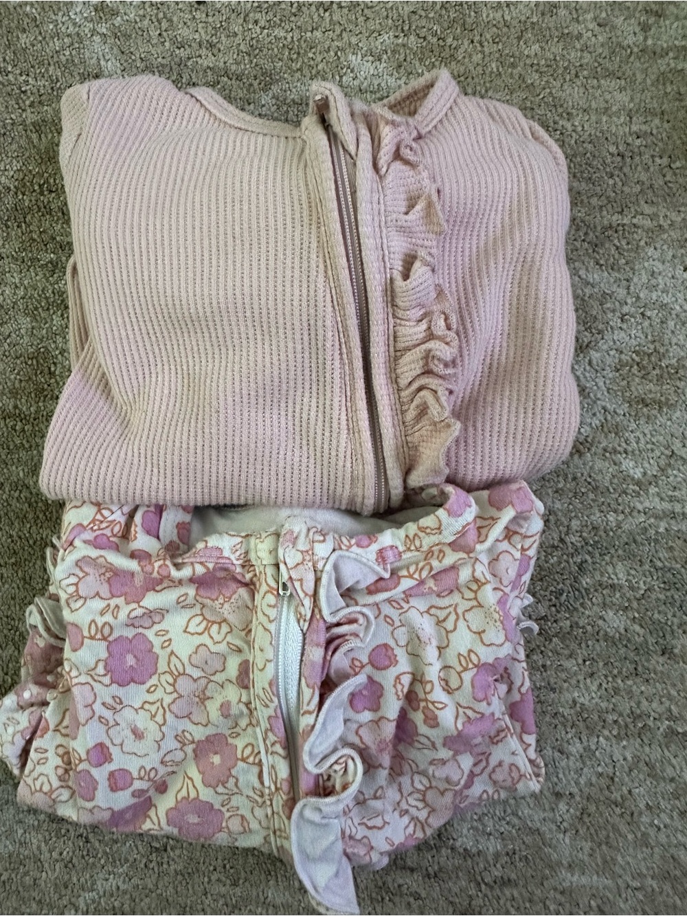 Caden Lane Pink Ruffle Zip Pajama Set